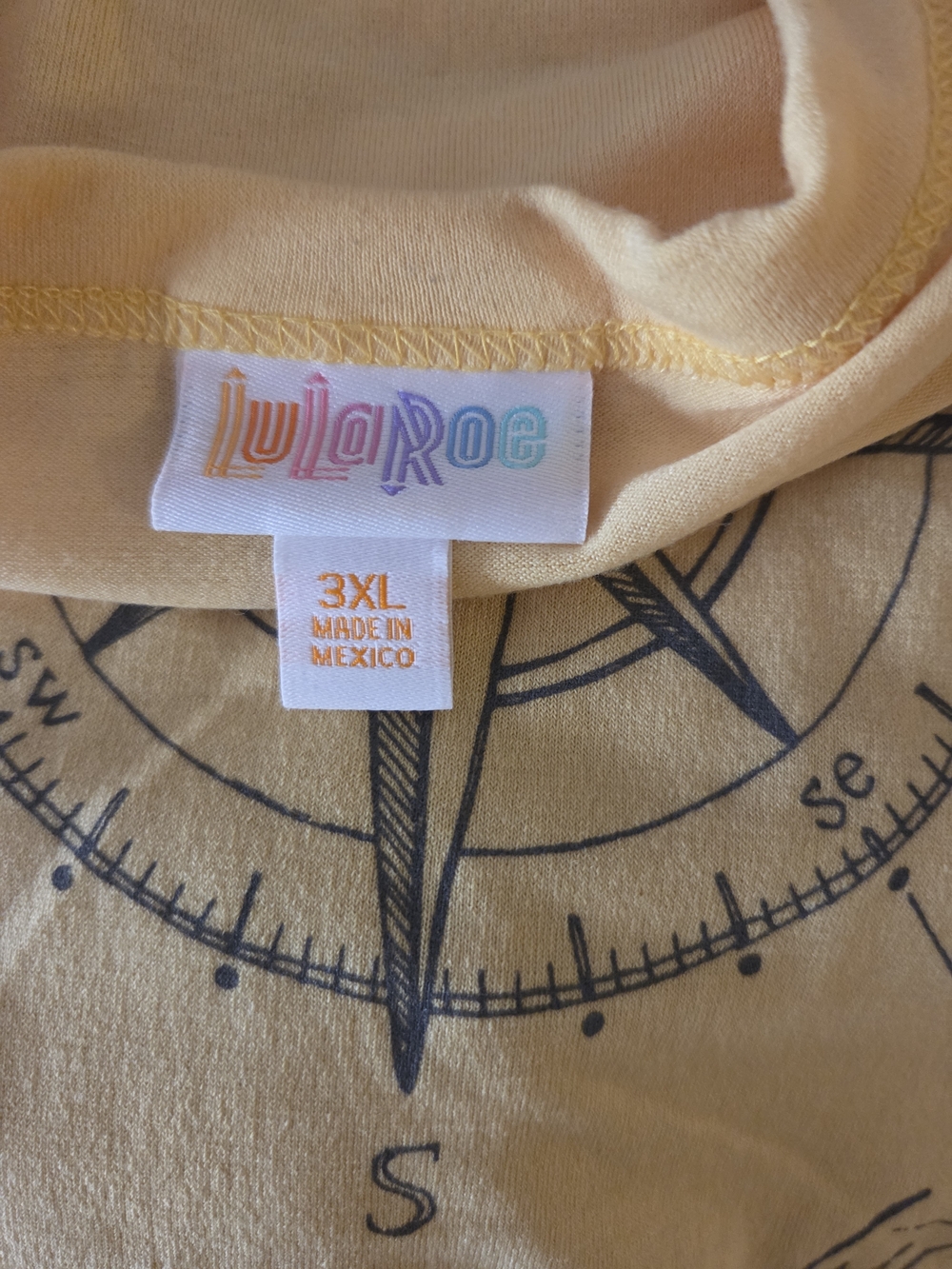 LuLaRoe Yellow Compass Graphic Tee - 3XL